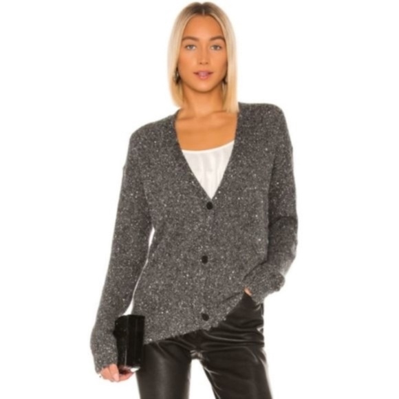 Like New ATM Gray Sequin Alpaca Button up Cardigan XS